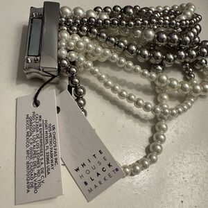 White House Black Market Silver and White Beaded bracelet